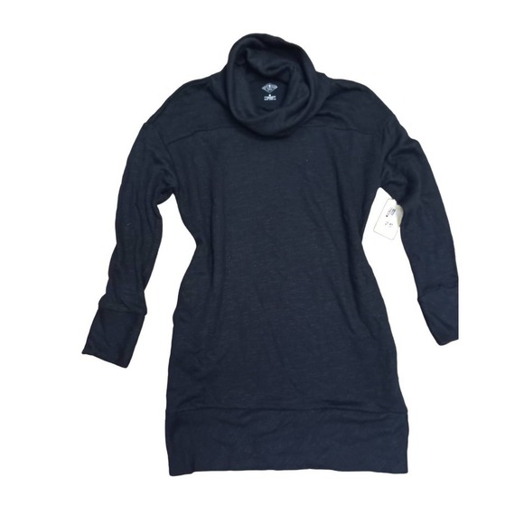 NWT St. John's Bay Active Women Sz M Black Cowl Neck Tunic Pockets Thumbhole - Picture 1 of 5